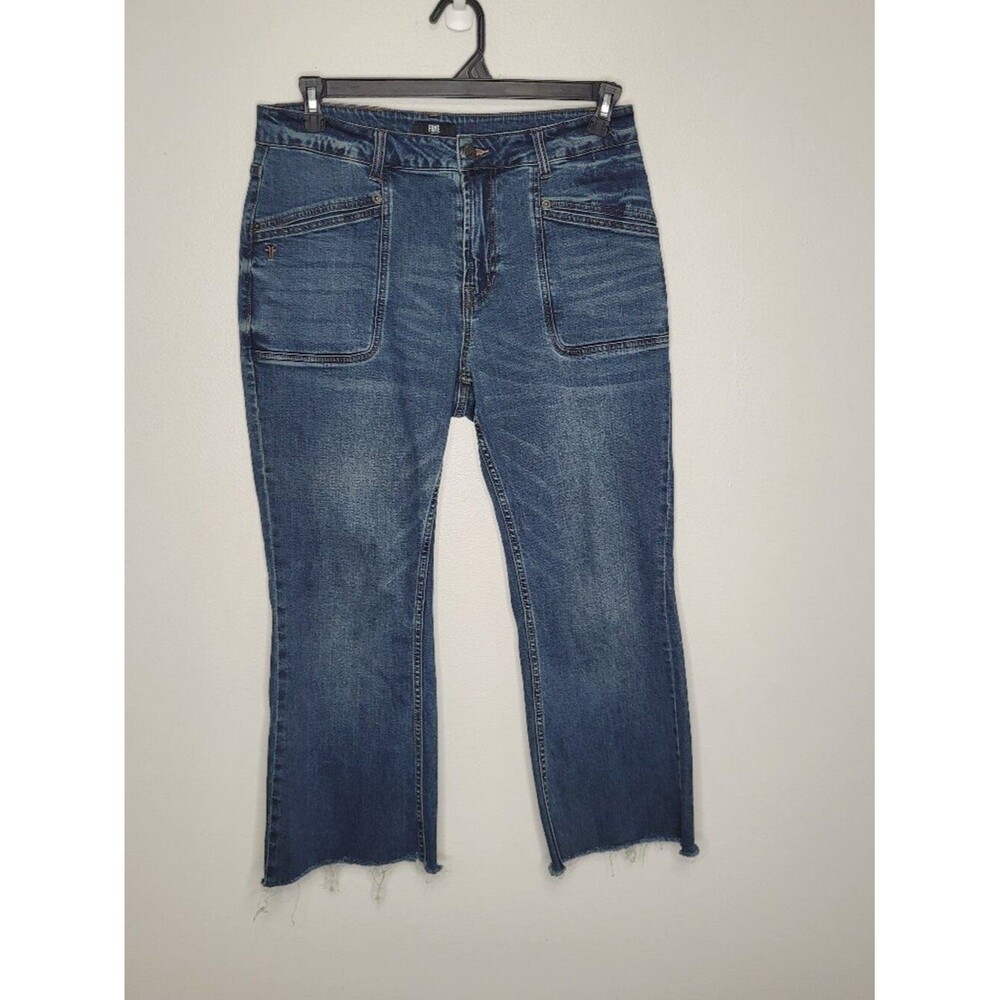 Frye blue cropped raw hem flare western rodeo casual jeans size 29